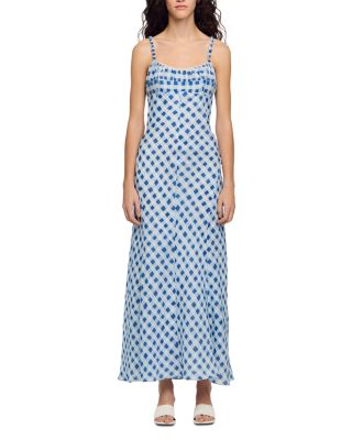 Colette Gingham Lace Up Maxi Dress