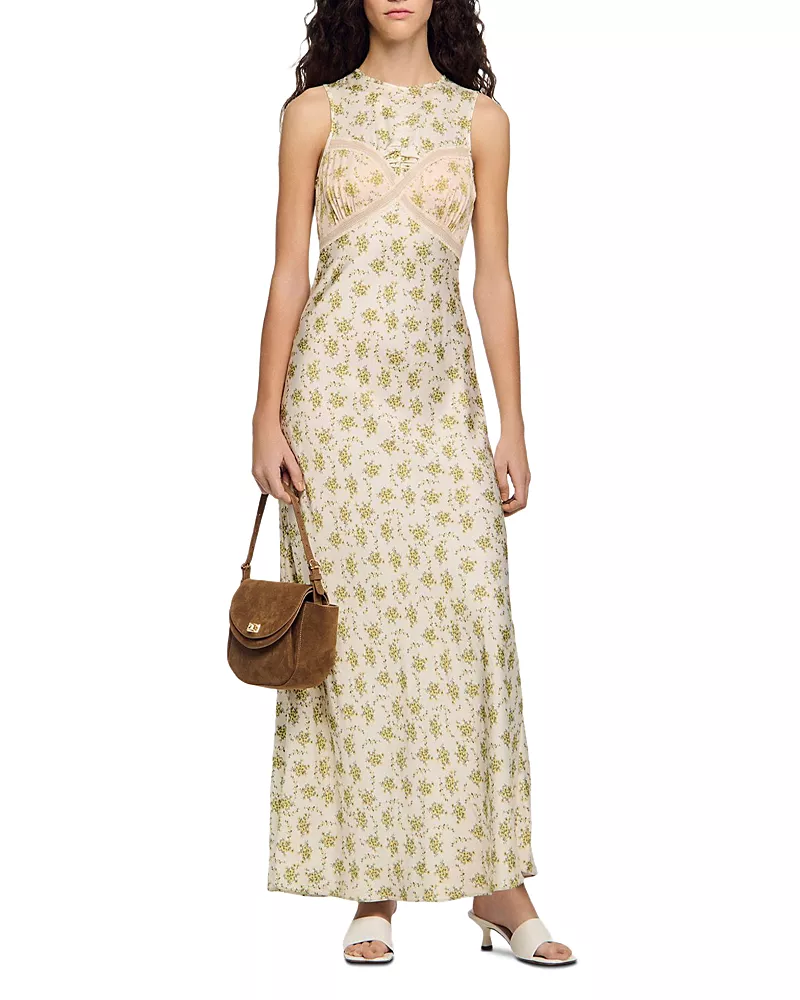 Sandro Kate Flower Print Maxi Dress