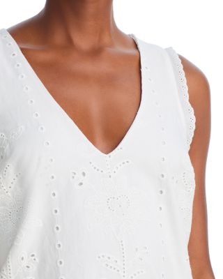 Eyelet V Neck Flounce Mini Dress - Exclusive