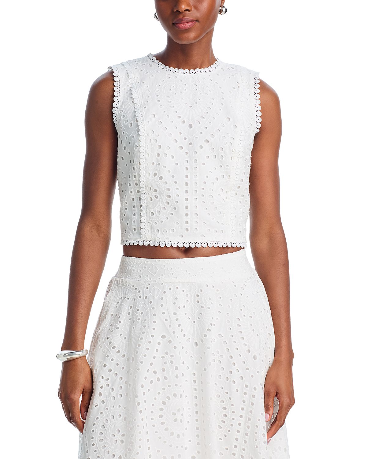 Aqua Eyelet Sleeveless Top - Exclusive