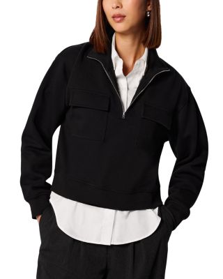 Whistles Funnel Quarter Zip Sweater In Black