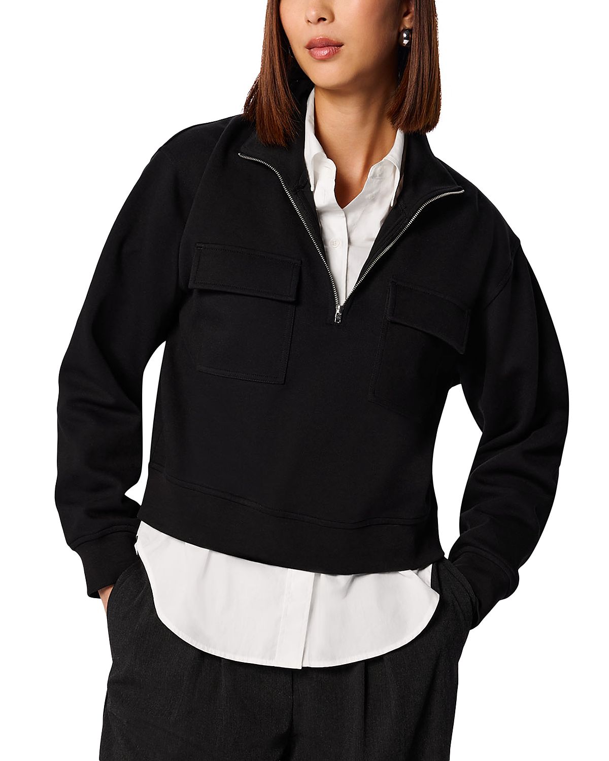 Whistles Funnel Quarter Zip Sweater
