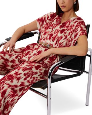 Blurred Floral Belted Jumpsuit