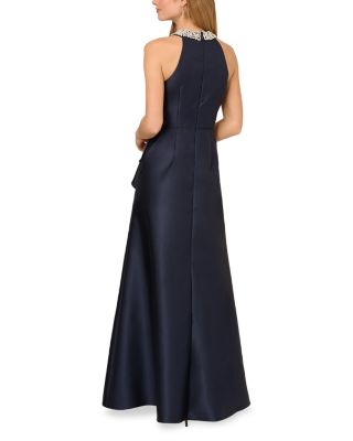 Embellished Mikado Ruffle Gown