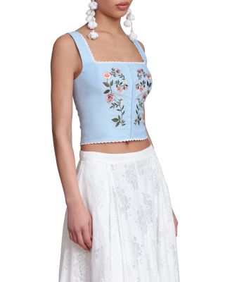 Embroidered Top & Embroidered Mini Skirt