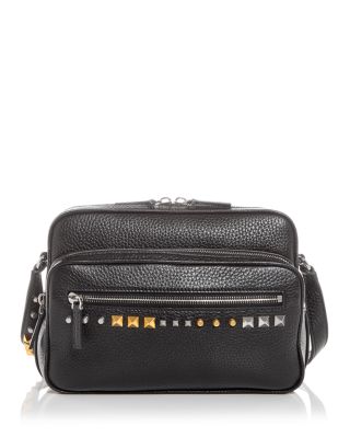 Embellished Leather Camera Crossbody Bag