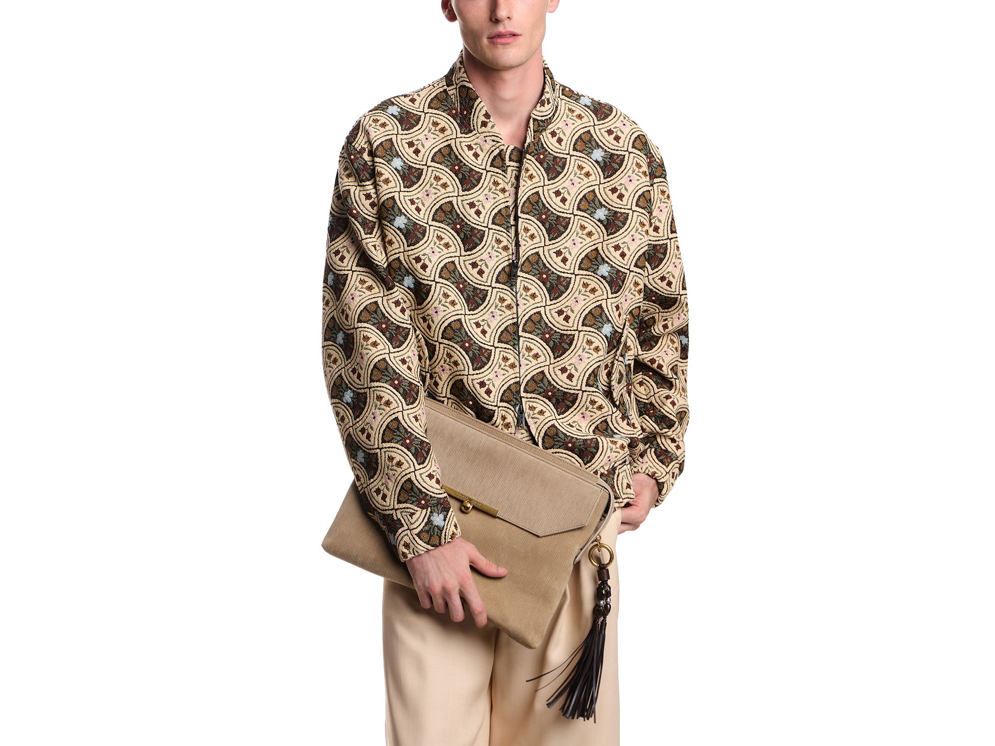 Floral Jacquard Bomber Jacket - Image 1