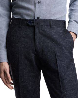 Wool, Silk & Linen Flat Front Trousers