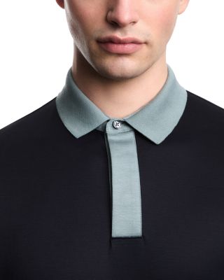 Contrast Hem Cotton Blend Polo Shirt