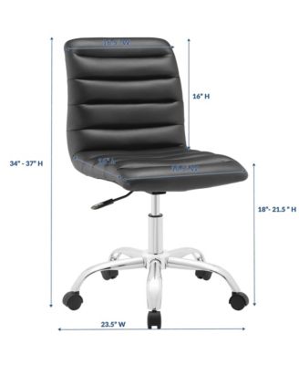  Ripple Armless Mid Back Vinyl Office Chair
