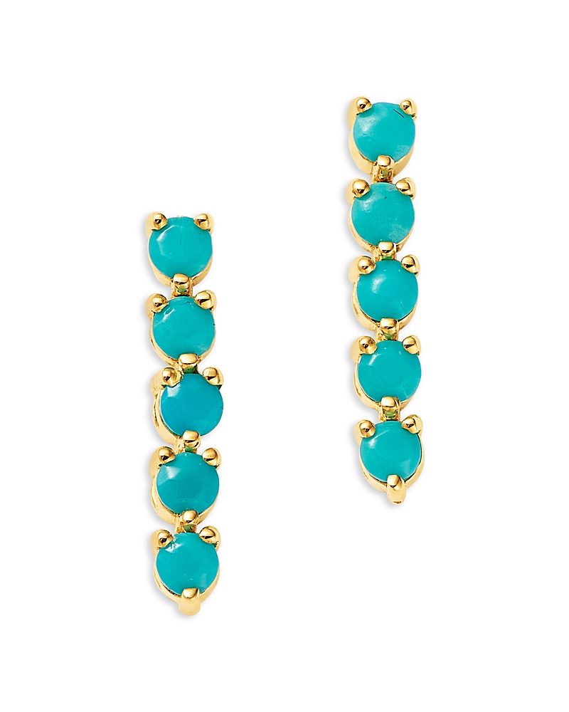 Zoe Chicco 14K Yellow Gold Turquoise Gemstones Tennis Short Drop Earrings
