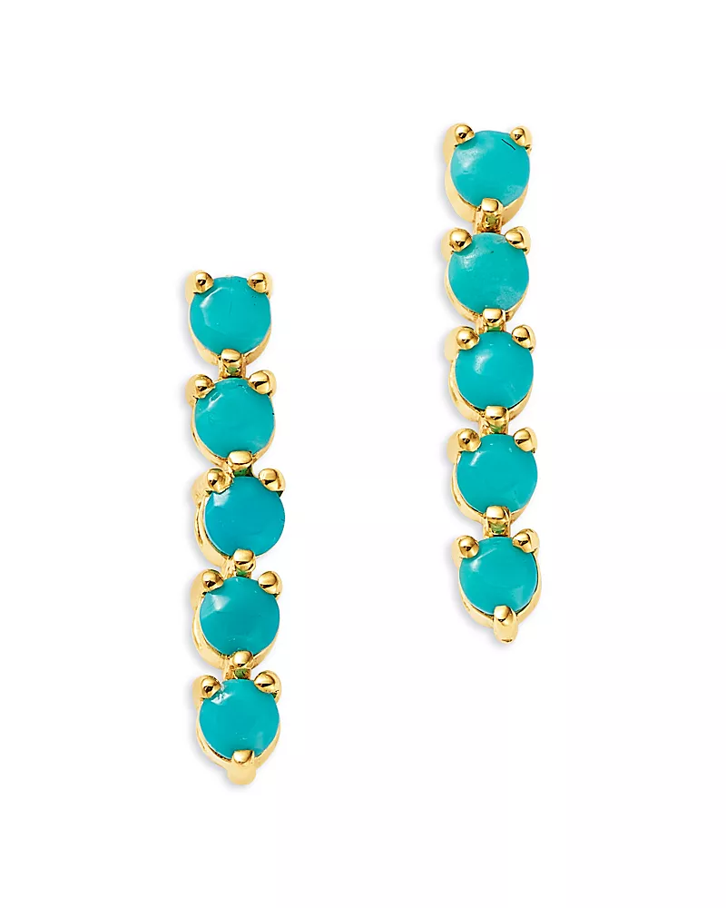 Zoe Chicco 14K Yellow Gold Turquoise Gemstones Tennis Short Drop Earrings