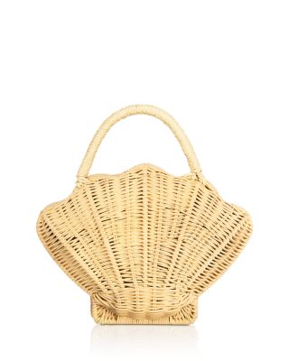 Small Shell Shaped Rattan Clutch - Exclusive 