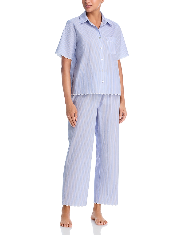 Aqua Scallop Short Sleeve Crop Pajama Set - Exclusive