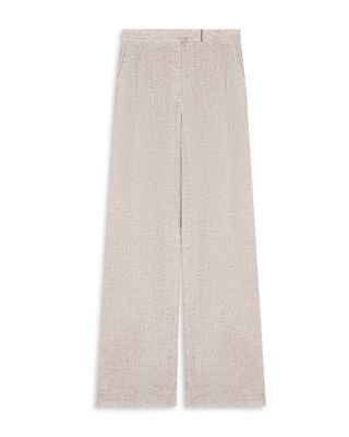 Mixed Linen Chambray Straight Pants