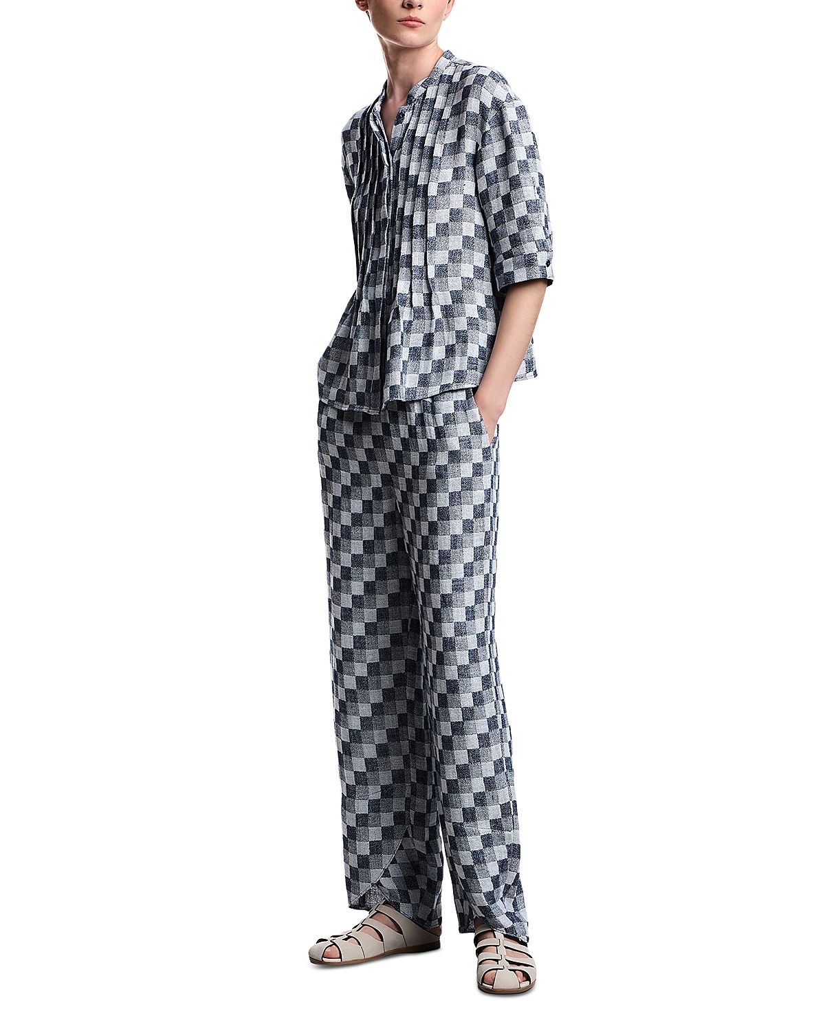 Emporio Armani Gauze Checkered Pants