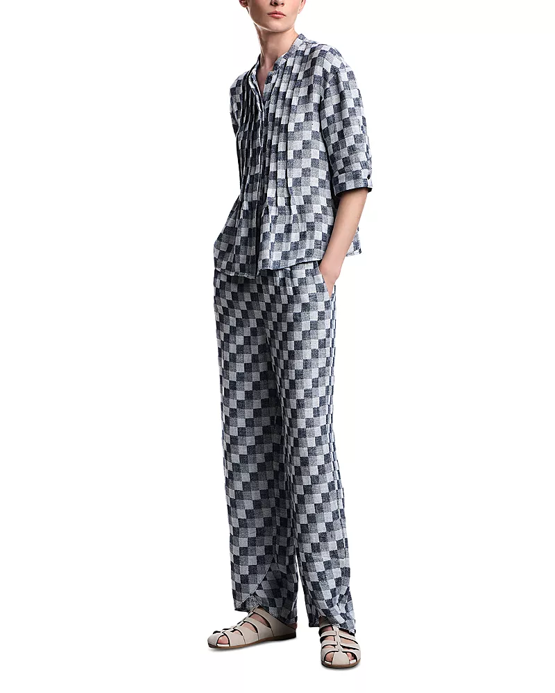 Emporio Armani Gauze Checkered Pants