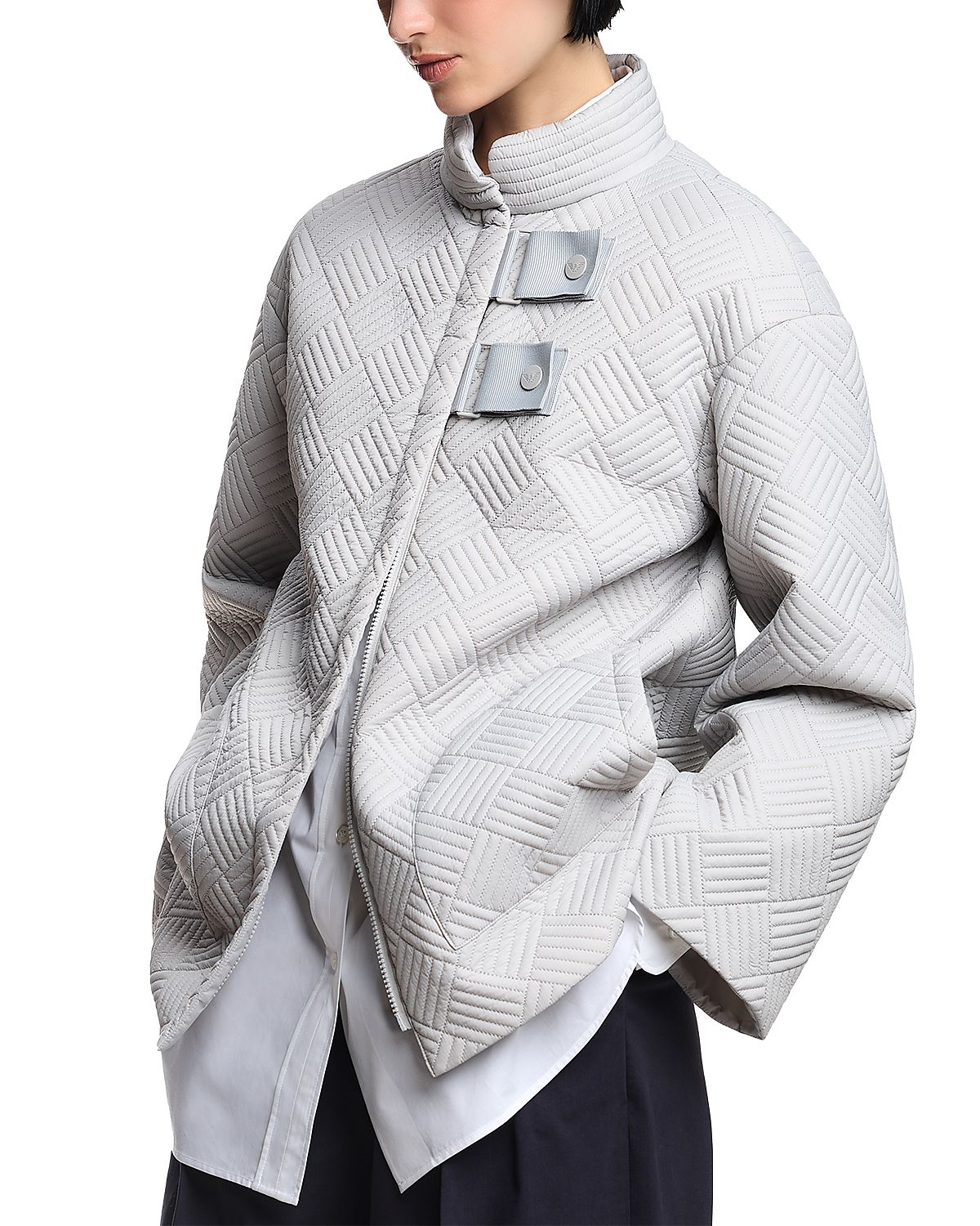 Emporio Armani Geometric Quilted Peacoat