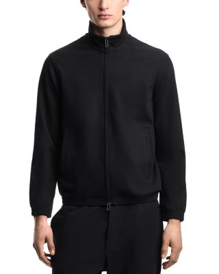 Chevron Motif Interlock Zip Up Sweatshirt