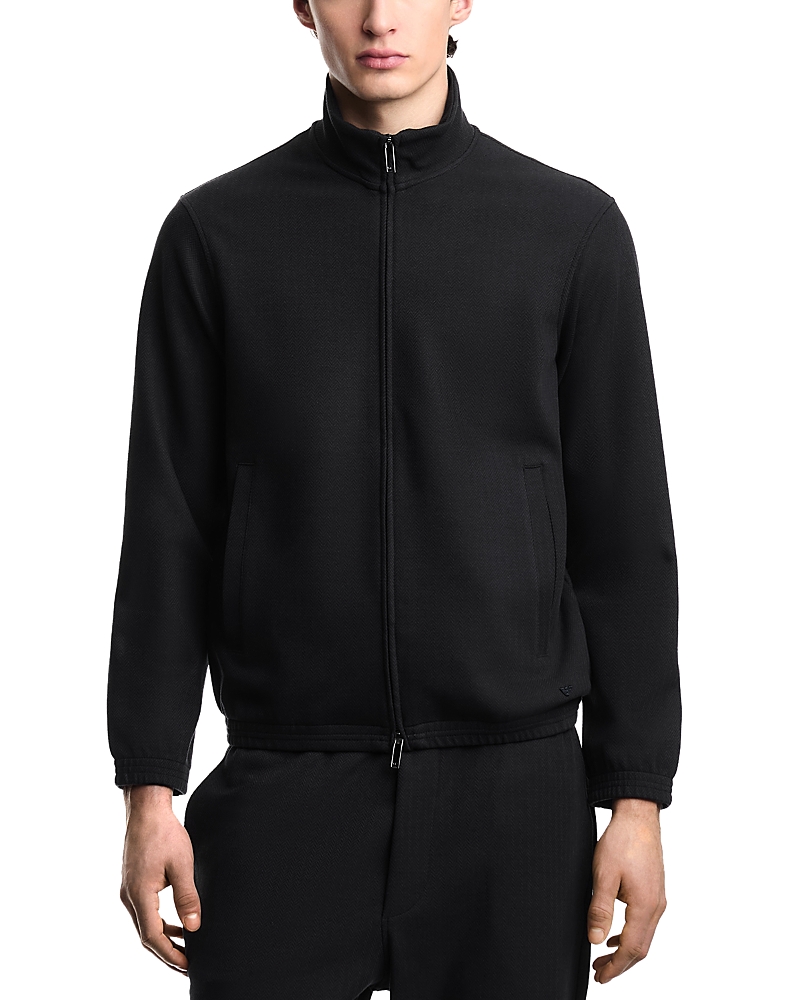 Emporio Armani Chevron Motif Interlock Zip Up Sweatshirt