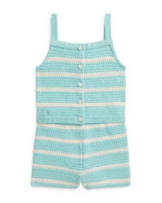 Girls' Crocheted Cotton Boxy Top & Shorts Set - Little Kid