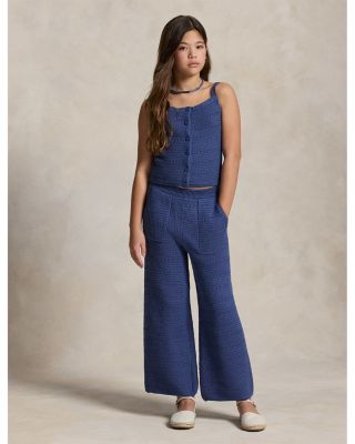 Girls' Crocheted Cotton Sweater Top & Pants Set - Big Kid