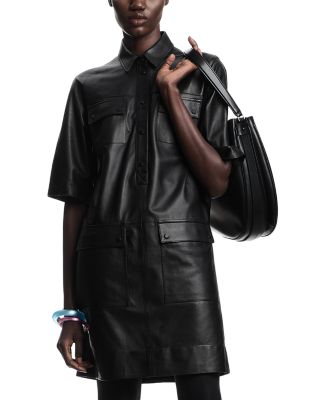 Leather Collared Dress