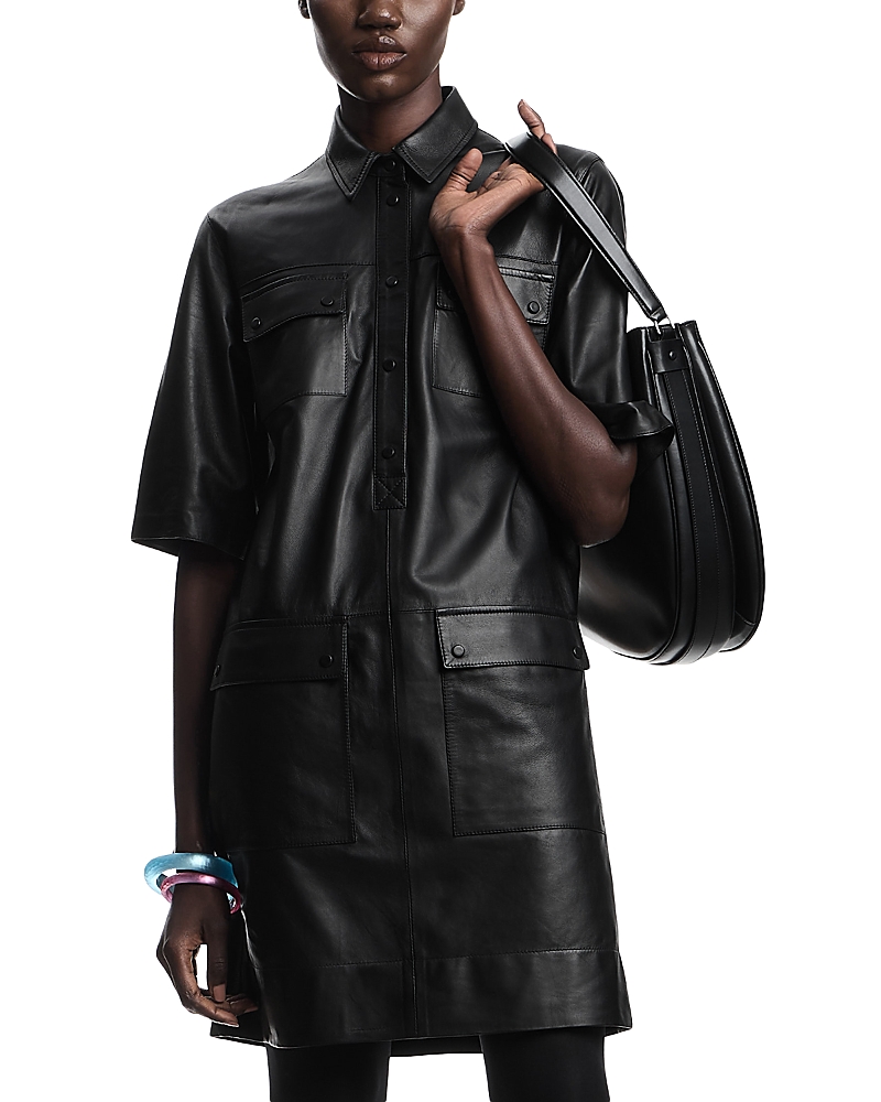 Emporio Armani Leather Collared Dress · 40 IT/4 US