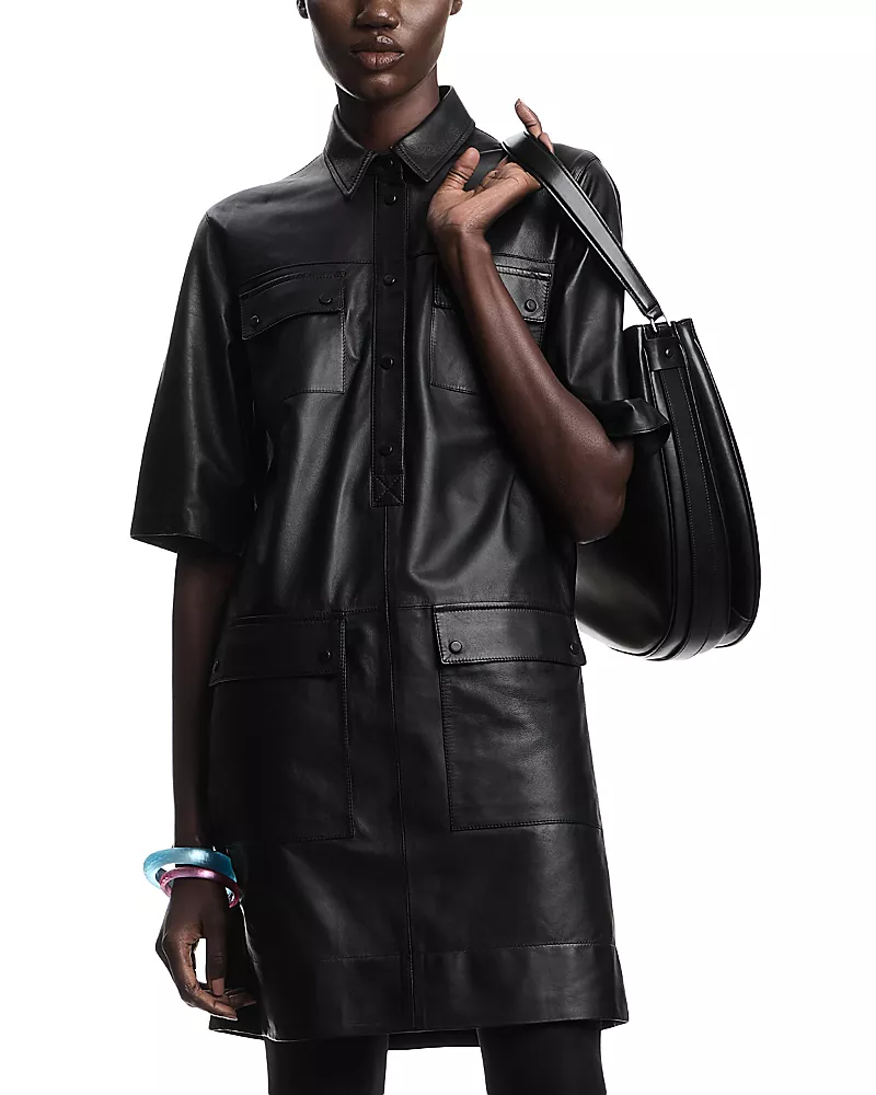 Emporio Armani Leather Collared Dress