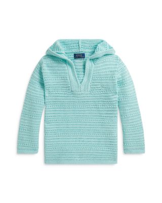 Girls' Crocheted Cotton Hooded Sweater - Little Kid