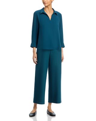 SiSilk Georgette Crepe Classic Collar Top