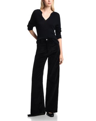 High Rise Wide Garment Dyed Corduroy Jeans in Black