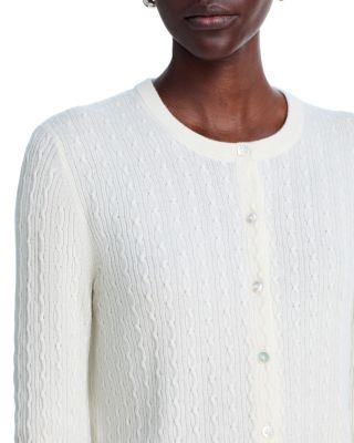 Ribbed Cable Knit Cashmere Cardigan Sweater