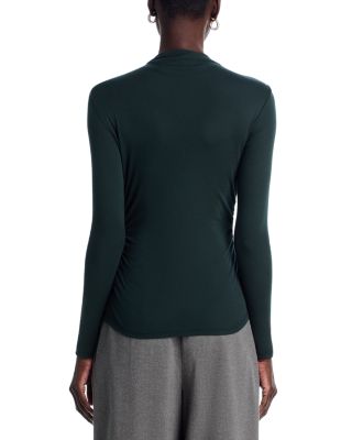 High Neck Gathered Long Sleeve Tee