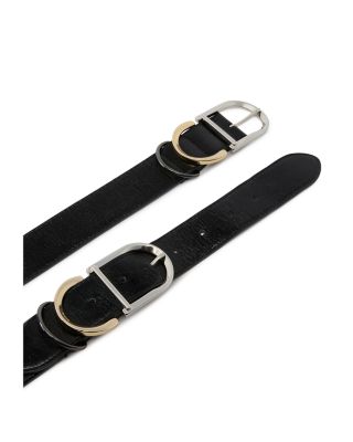 Women's Double Buckle Leather Belt 