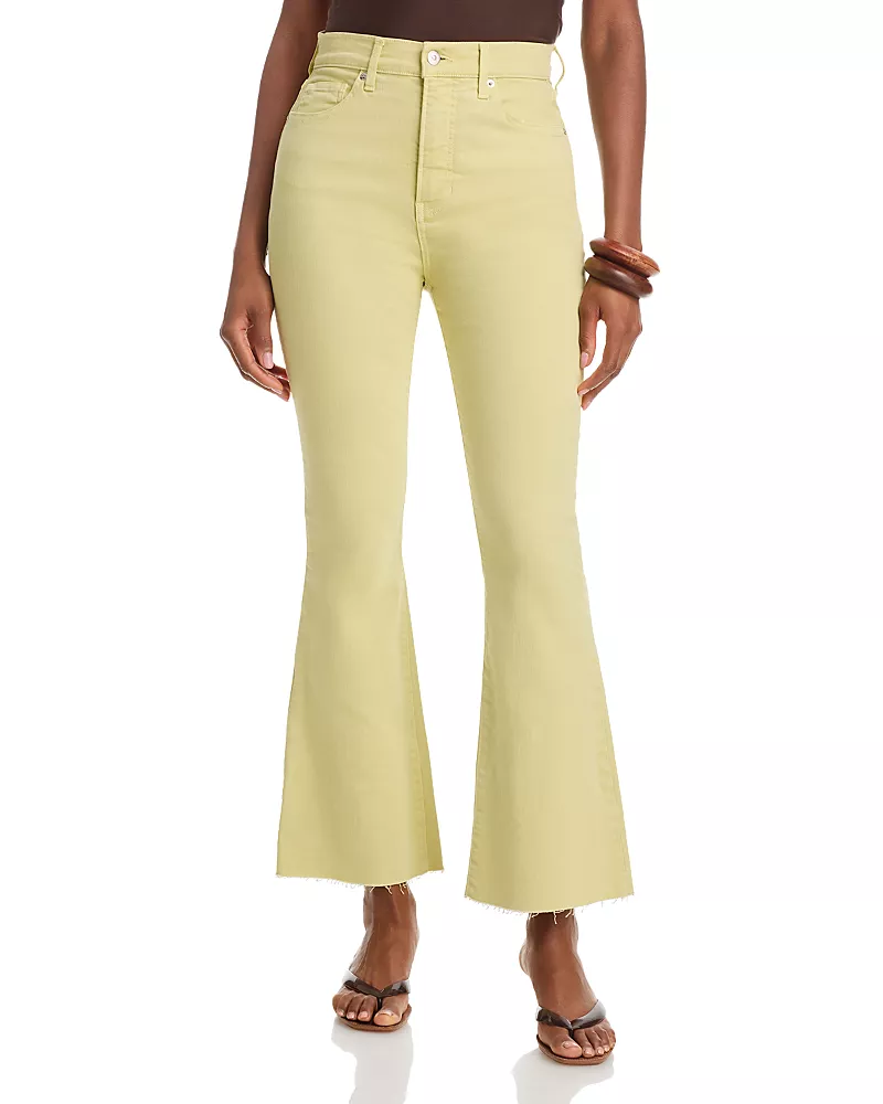 Veronica Beard Carson High Rise Ankle Flare Jeans in Pistachio