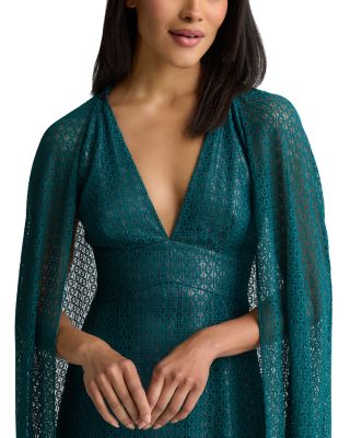 Lace Overlay Metallic Gown