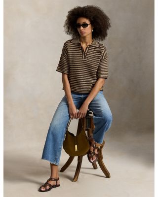 Striped Knit Polo Shirt