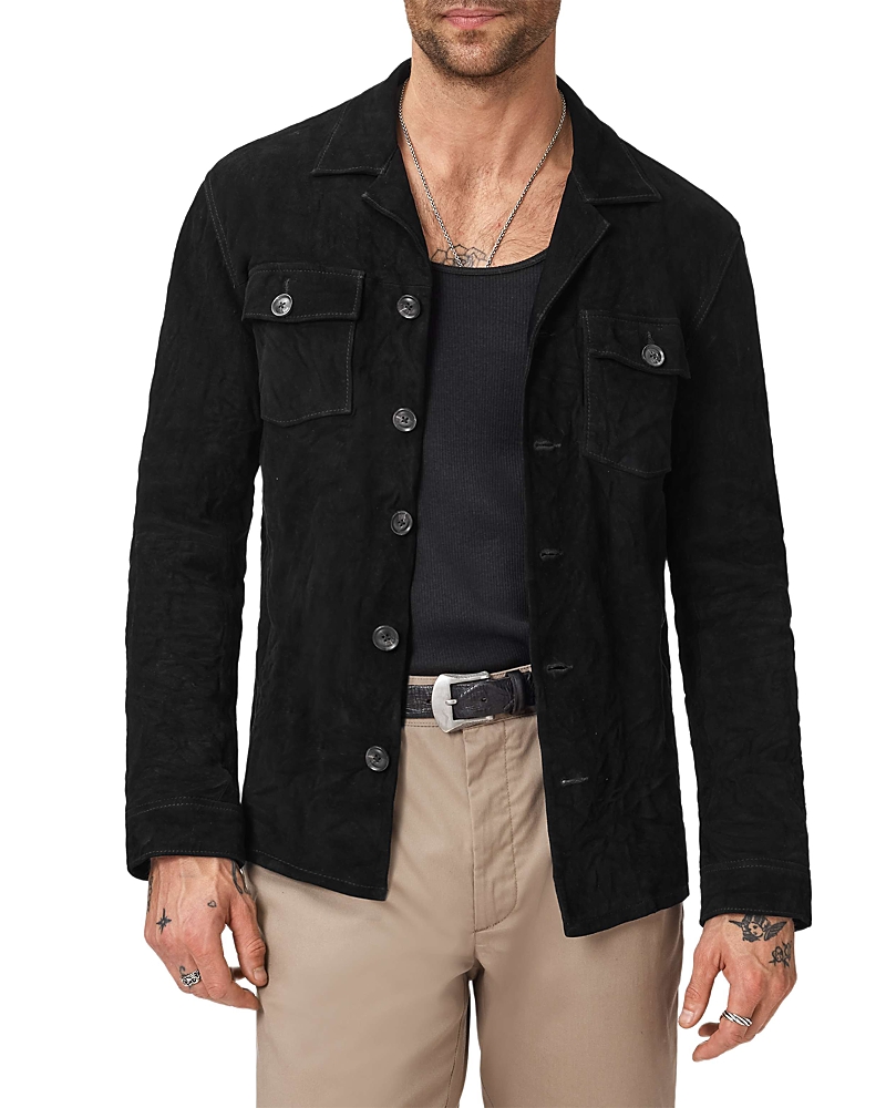 John Varvatos Jesse Leather Shirt Jacket with Buttons