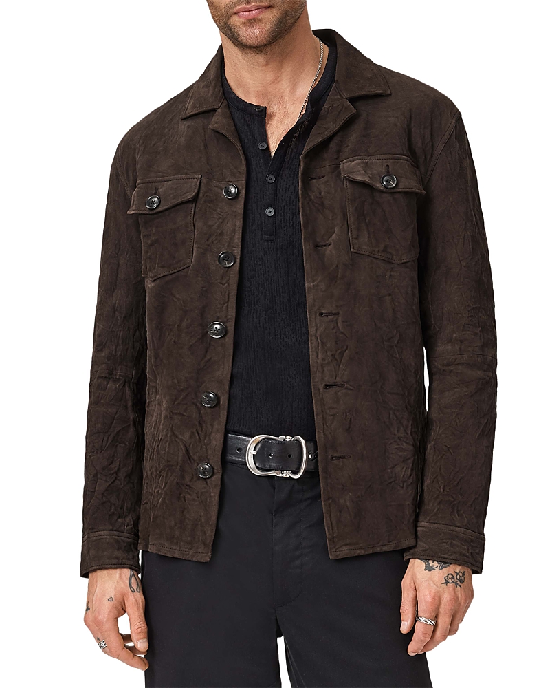 John Varvatos Jesse Leather Shirt Jacket with Buttons