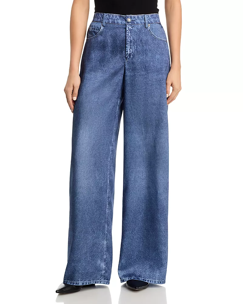 Kobi Halperin Sage Denim Print Satin Pants