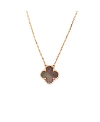  Vintage Alhambra Pendant Necklace 18K Rose Gold and Grey Mother of Pearl, 16.5"