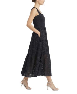  Kristen Sleeveless Smocked Eyelet Midi Dress