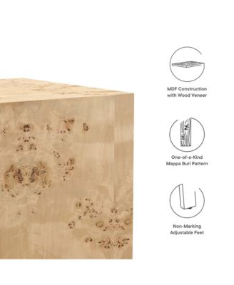 Cosmos 16" Square Burl Wood Side Table