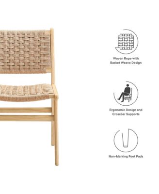 Saoirse Woven Rope Wood Dining Side Chair, Set of 2