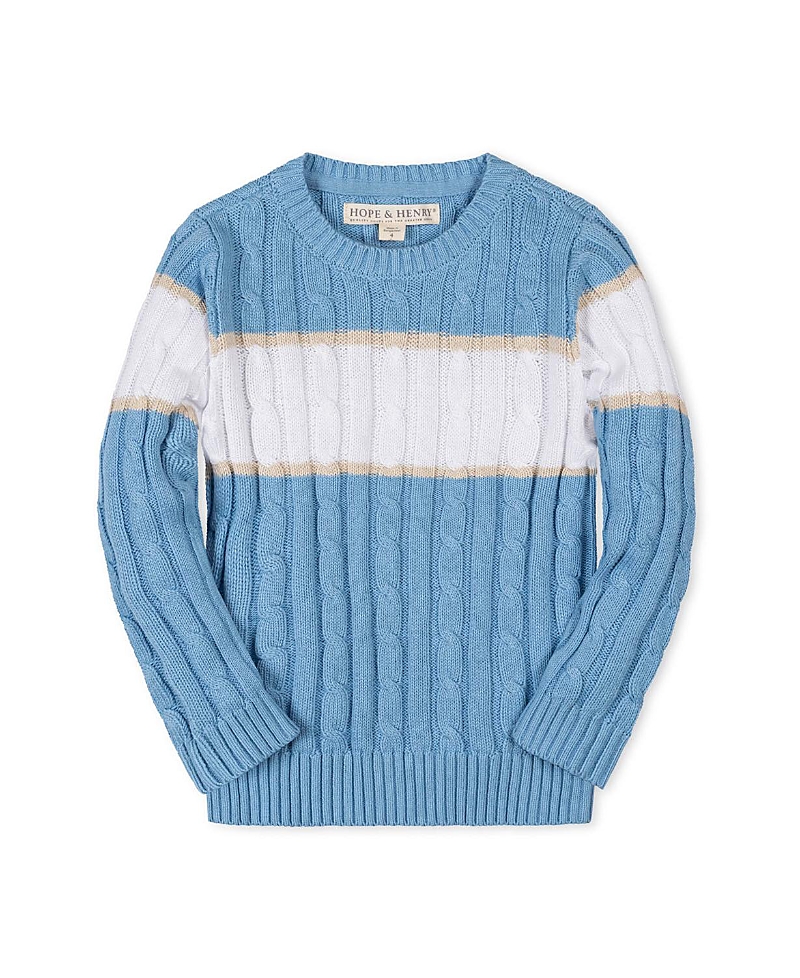 Hope & Henry Boys' Organic Cable Crewneck Pullover Sweater - Big Kid