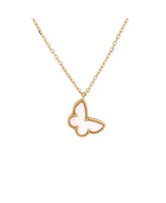  Sweet Alhambra Butterfly Pendant Necklace 18K Gold and Mother of Pearl, 15.75"