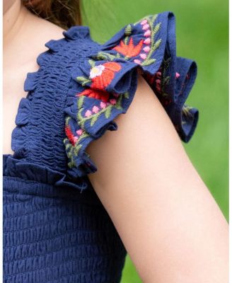  Girls' Embroidered Zoe Smocked Tiered Dress - Little Kid, Big Kid