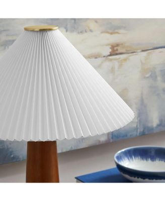 Jessica Wooden Base Table Lamp With Pleated Fabric Shade