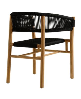  Vienna Outdoor Patio Teak and Rope Curved-Back Dining Armchairs, Set of 2